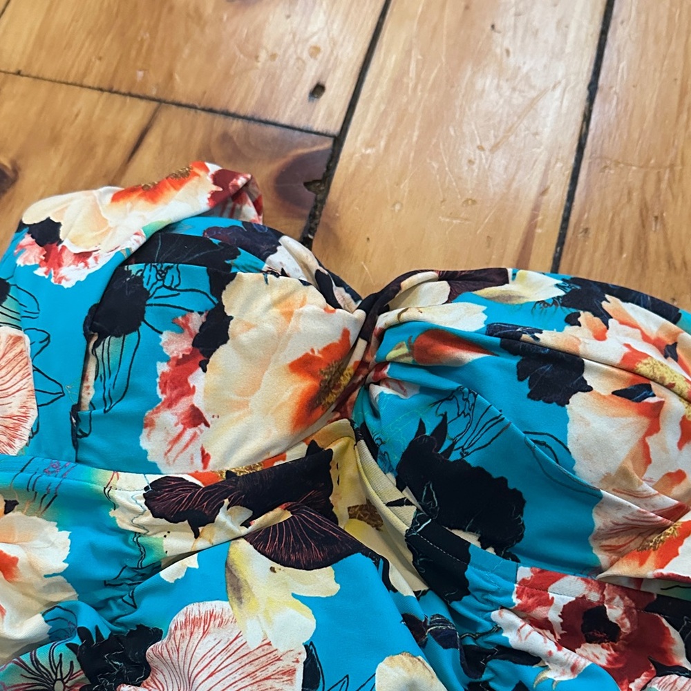 Seafolly Blue Floral Tankini twist halter Set - Picture 5 of 9